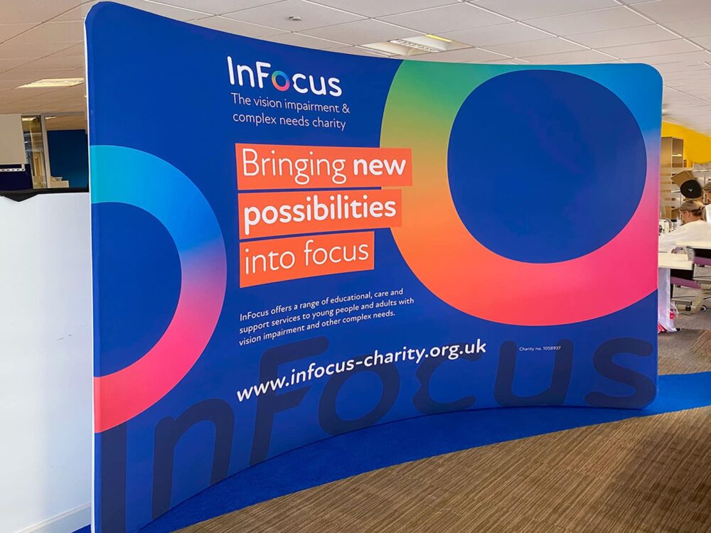 Fabric curve display wall