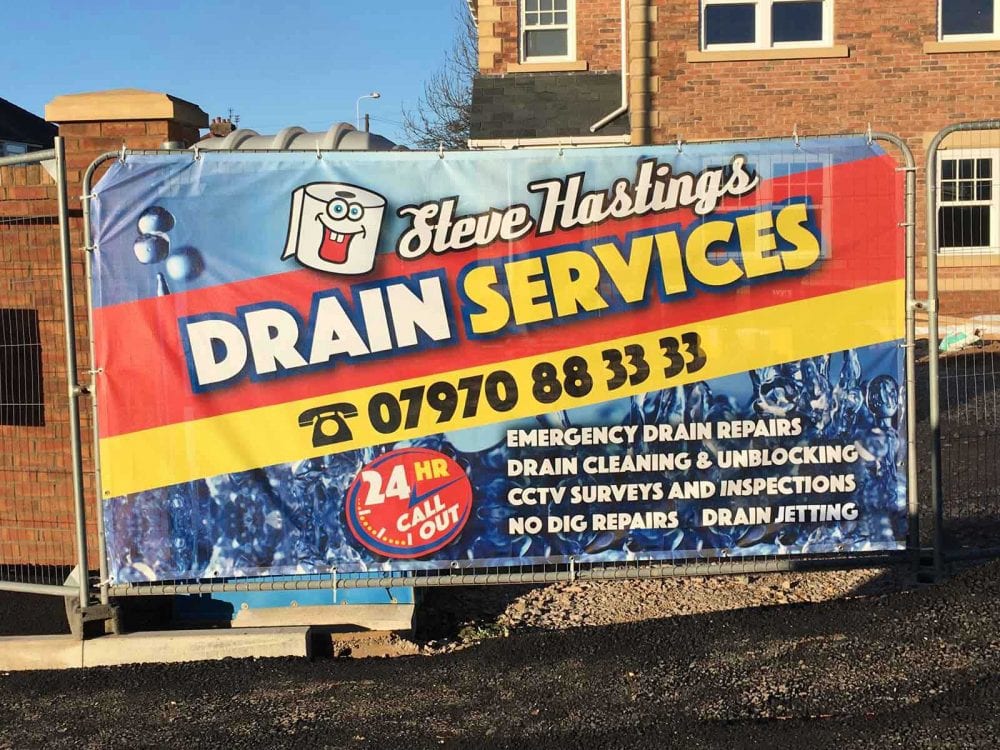 Heras Fence Banner on a construction site